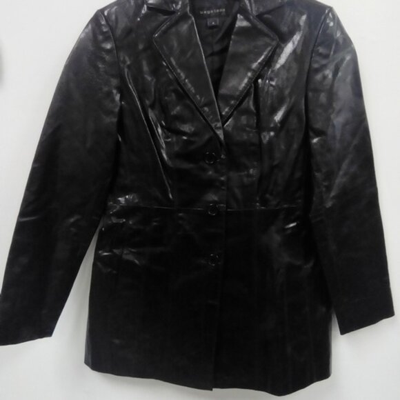 Bagatelle Black Shiny Leather Jacket size M - Picture 2 of 2